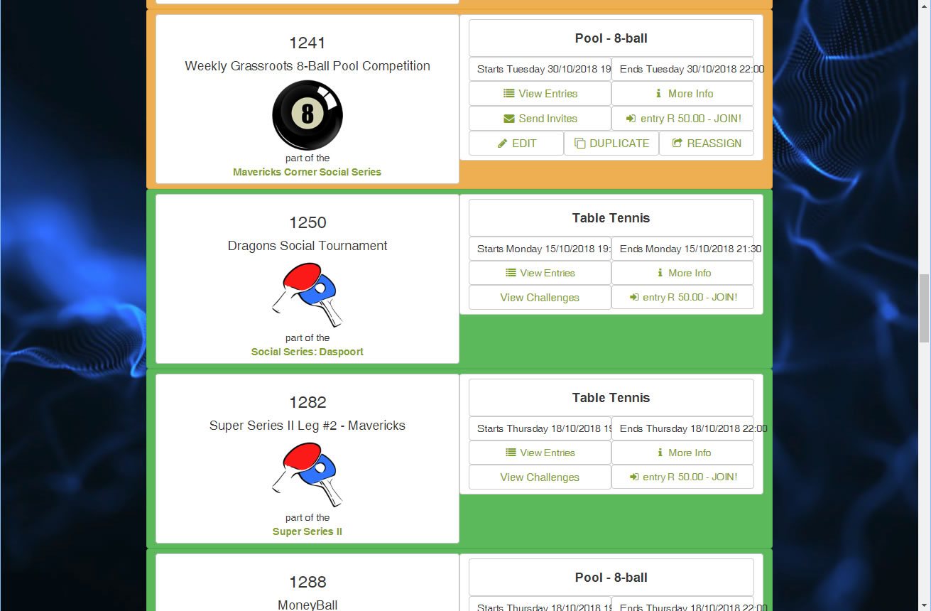 Tournament list